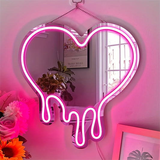 LED Neon Heart Mirror - DeeNoy