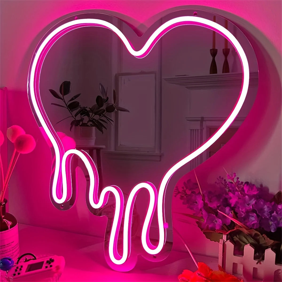 LED Neon Heart Mirror - DeeNoy
